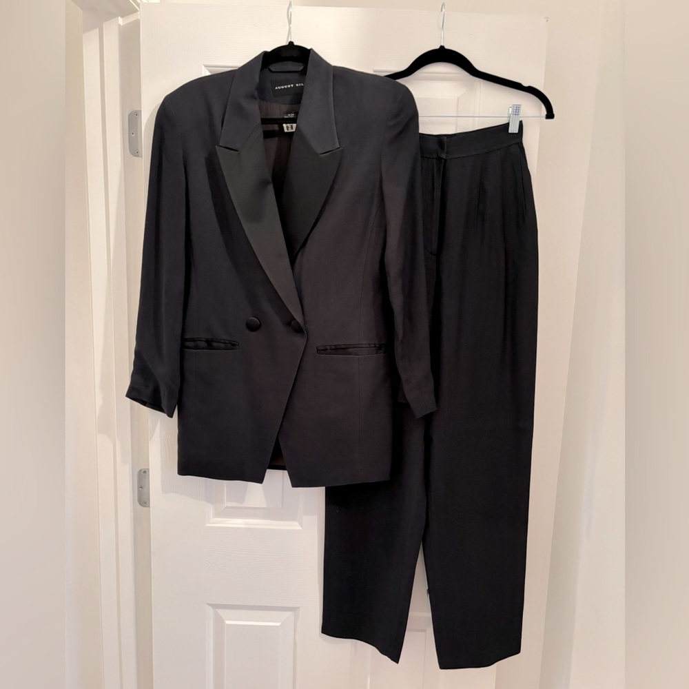August Silk black tuxedo pantsuit - women’s 4
